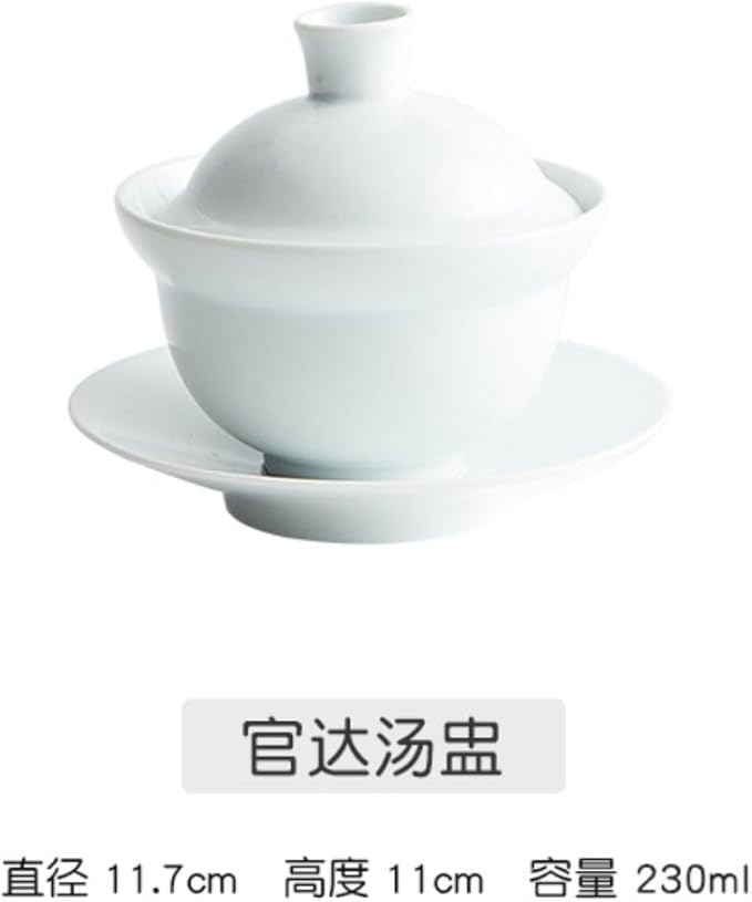 Thcbme 中式陶瓷带盖盖碗汤盅炖盅一人炖碗酒店餐厅位上例汤餐具/Handpainted Plates and Bowls Set Ceramic Dinnerware Sets/官庄汤盅