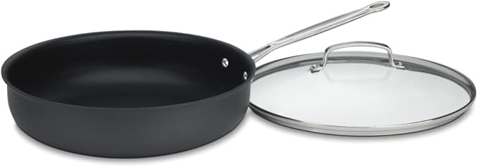 Cuisinart 11-Piece Nonstick Cookware Set Black 55-11BK &amp 12-Inch Deep Fry Pan w/Cover Chef's Classic Nonstick Hard Anodized Collection 622-30DFP1