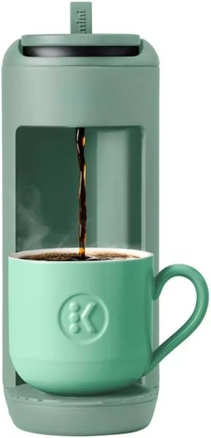 KeurigK Mini Mate Single Serve KCup Pod Coffee Maker – Compact Coffee Machine for Small Spaces Quick Brew Travel-Friendly Removable Drip Tray Energy Efficient (Glamping Green)