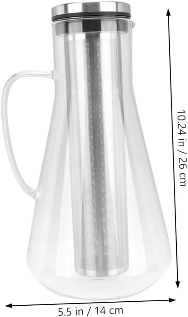 TOYANDONA Large Capacity 1600ml Cold Brew Coffee Pot with Stainless Steel Filter and Borosilicate Glass Iced Coffee Maker for Home and Kitchen Use