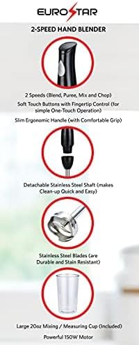 EUROSTAR EH440B 2-Speed Hand Blender with Stainless Steel Detachable Shaft Black