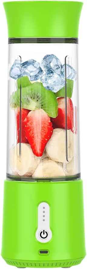 Portable Blender for Shakes and Smoothies USB Rechargeable Personal Mini Blender with a 500ML Strong Stainless-Steel Blades and Powerful Motor For Travel Camping Gym (Grey)