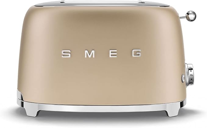 Smeg Electric Kettle Matte Champagne &amp 2-Slice Toaster Matte Champagne