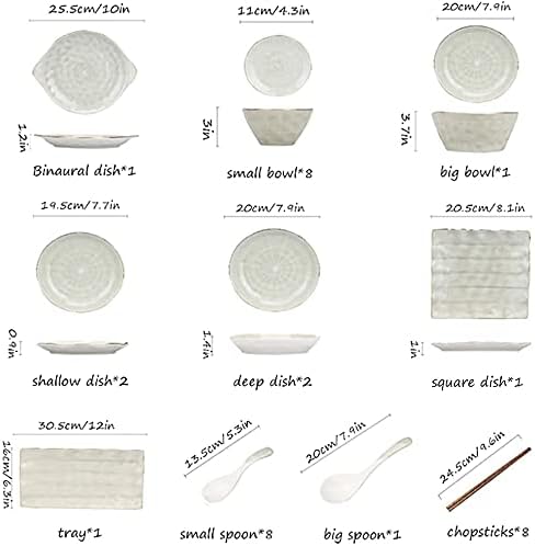 Kitchen Dinnerware Set Plates Set Dishes Set Break Resistant Dishes Plates and Bowls | 33 Pcs Retro Ceramic Phnom Penh Tableware for Family Gathering and Gift Colorfu