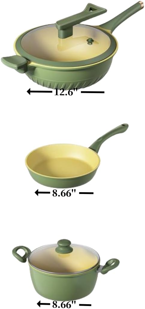 Premium Non-Stick Saucepan Set for Cooking – Tempered Glass Lids – Ergonomic Handles – Easy to Clean