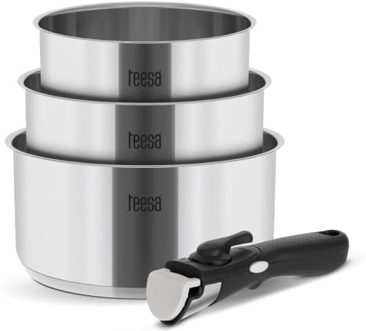 Cookware Kitchen Set with Detachable Handle Cook Expert Single Hand Stainless Steel Type 18/10 All Types of Stoves TSA0148
