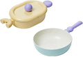 Neoflam Better Finger Cookware Set - Mint and Yellow Beginner 3-Piece Ceramic Coating Kitchen Pot and Wok