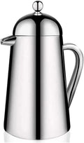Press Coffee Maker Coffee Press CaffettiereCoffee Maker Large Coffee Maker - 304 Grade Stainless Steel Insulated Coffee Press with 2 Extra Screens 34oz Silver