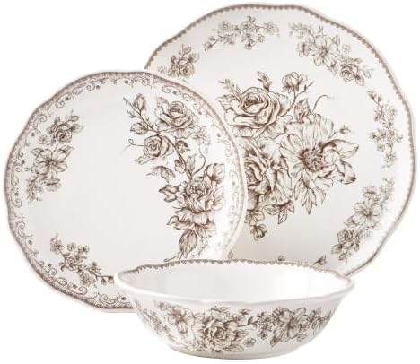 Agatha 12-Piece Stoneware Dinnerware Set (Brown)