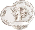 Agatha 12-Piece Stoneware Dinnerware Set (Brown)