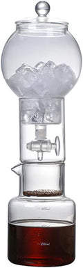 NA Ice Drip Coffee Maker 600ml Iced Coffee Maker Glass Cold Brew Maker with Filter for Home Office Bar Cafe (clear)