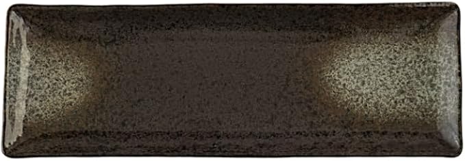 Ebros Gift Artistic Charcoal Grey Tone Hakumu Collection Dinnerware Serveware Kitchenware Set Asian Japanese Restaurant Supply (Pack Of 5 Rectangular Serving Platter 14 L)