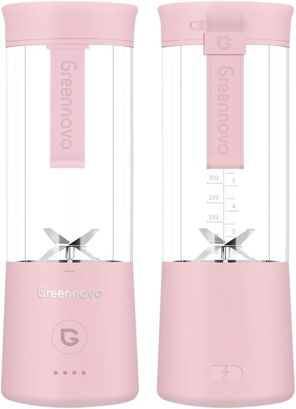 Portable Blender 500ml Personal with 6 Sharp Blades Rechargeable 5000mAh 18000-22000rpm Power for Shakes &amp Smoothies BPA Free for Kitchen Office Gym Hiking (pink)
