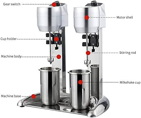 Dual Head Milkshake Maker 600W Electric Stainless Steel Smoothie Frappe Mixer 30000 RMP/Min Speed Regulation Above 3 Gears