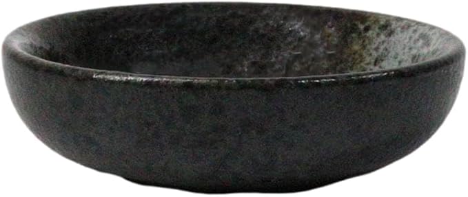 Ebros Gift Artistic Charcoal Grey Tone Hakumu Porcelain Collection Dinnerware Serveware Kitchenware Set Asian Japanese Restaurant Supply (Pack Of 6 Round Condiment Sauce Dishes 1.5oz)