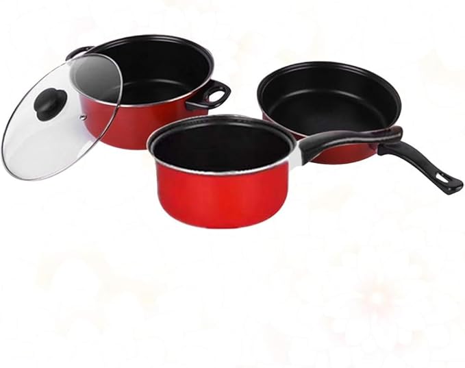 Frying Pan 3pcs Non-Stick Frying Pan Soup Pot Milk Pan Set Multifunctional Cooking Tool Kitchen Utensil for Home Daily Use Cooking pots and Pans