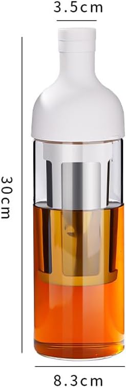 CANDeal 32oz Portable Glass Cold Brew Coffee Maker Glass Coffee Fruit Tea Tumbler with Double Layer Filter &amp Lids Iced Coffee Cups for Office (White)