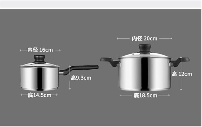 6 Piece Cookware Set Stainless Steel Household Frying Pan Soup Pot Set Steamer Frying Pan Glass Lid Kitchen Utensils