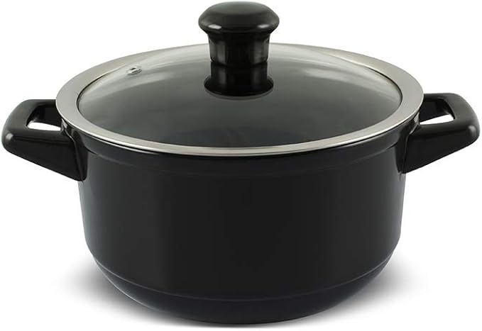 Real Ceramic Non Scratchable Non Toxic Cookware Set - Oven Safe Up to 1200F Stovetop Agnostic Dishwasher Safe Longlasting and Lightweight - PFAS PTFE PFOA PFOS - Black