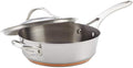 Anolon Novelle Copper Stainless Steel Saute Pan / Frying Pan / Fry Pan with Lid and Helper Handle - 3 Quart Silver