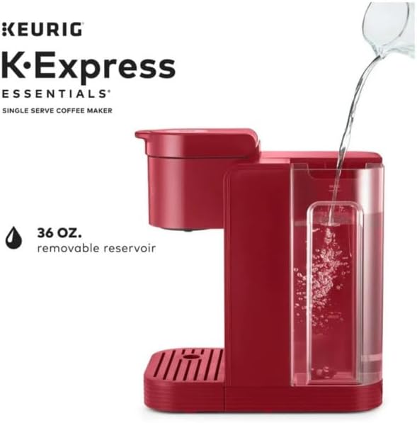 Keurig K-Express Essentials Single Serve K-Cup Pod Coffee Maker with 45oz Reservoir Fast Brewing Back-to-Back Cups and Energy Efficient (Red)