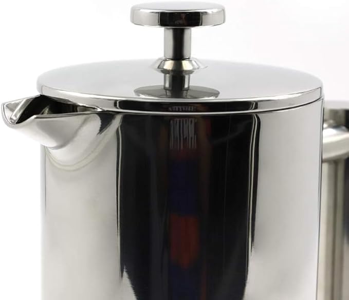 Double-Walled Stainless Steel French Press Coffee Maker - Rust-Free 304 Grade Steel - Granule-Free Coffee and Tea Brewer - Stylish and Durable Design 32oz