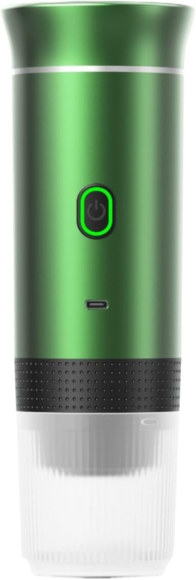Wireless Portable Electric Coffee Maker with USB-C Self-Heating Rechargeable Espresso Coffee Machine for Travel Camping RVHomeOffice (green)