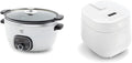 GreenLife Cook Duo Healthy Ceramic Nonstick 6QT Slow Cooker White &amp Healthy Ceramic Nonstick 4-Cup Rice Oats and Grains Cooker PFAS-Free Dishwasher Safe Parts White