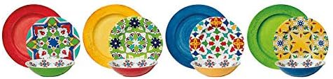 Melamine 12-piece Dinnerware Turkish Tile Set BPA Free Service for 4 Sets