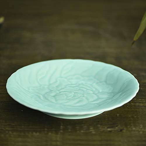 Plates Dinnerware 8 inches Celadon Dish with Penoy Microwave and Dishware Safe(set of 4)