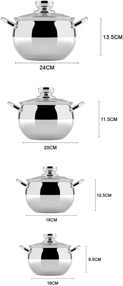 Cookware 8 Piece Cookware Set Stainless Steel Cookware Set Household Covered Ear Thickened Pot Double Bottom Pot Pan Set (Color : A Size A