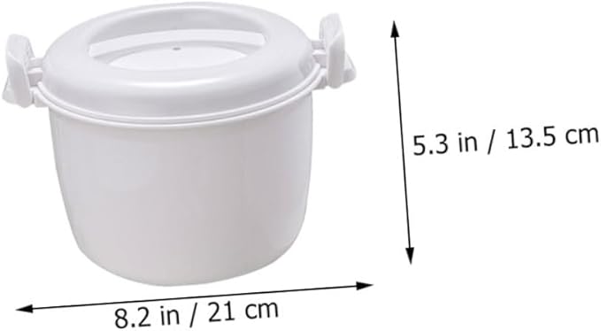 2-Piece Microwave Rice Cooker Set Plastic Portable Food Container Multi-Functional Steamer for Vegetables and Rice for Meal Prep and Lunch