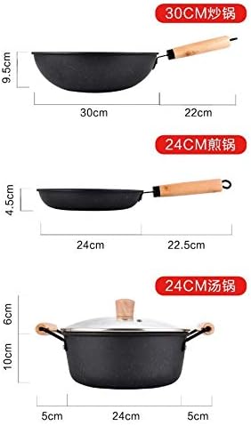 Maifanshi Three-Piece Cookware Set Wok Frying Pan Soup Pot Gift Flat-Bottomed Non-Stick Smokeless Iron Pan