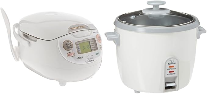 Zojirushi NS-ZCC10 Neuro Fuzzy Cooker 5.5-Cup uncooked rice / 1L White &amp NHS-10 6-Cup (Uncooked) Rice Cooker