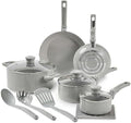 For s Aluminum Ceramic Non-Stick 12 Piece Pots and Pans Cookware Set Moon Grey