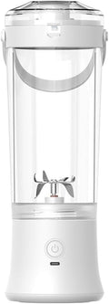 Portable Electric Juicer Blender Stainless Steel Blade 500ml Capacity USB Rechargeable Personal Size Smoothie Maker with Carry Handle (white)