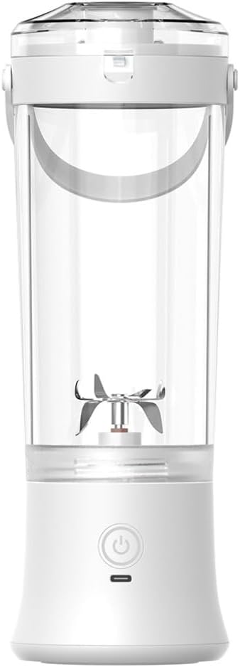 Portable Electric Juicer Blender Stainless Steel Blade 500ml Capacity USB Rechargeable Personal Size Smoothie Maker with Carry Handle (white)
