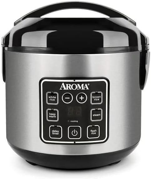 8-Cup (Cooked) Rice &amp Grain Cooker Steamer BondedGranite Coating (Renewed)