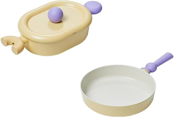 Neoflam Better Finger Cookware Set - Yellow 3-Piece Ceramic Coating Kitchen Pot and Pan