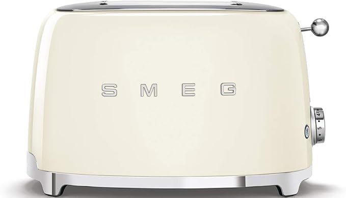 Smeg TSF01CRUS 50's Retro Style Toaster Bundle with Bamboo Tongs - (Cream) 2 Slice