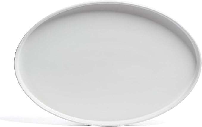 over&ampback Stackable Stoneware Serving Platter - Elegant 1-Piece Oval Serving Platter to Complete Your Kitchen Set - Perfect for Appetizers Desserts and More - 16 L x 11 W - Semi-Matte White