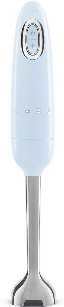 SMEG Hand Blender &amp Food Processor Bundle – HBF03 with HBFP11 Attachment – Retro Style 350W Motor Variable Speed Tritan™ Renew Bowl 5-in-1 Functionality Pastel Blue