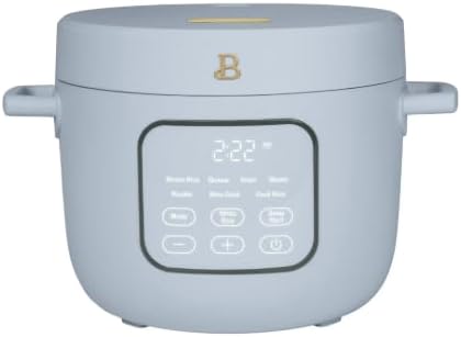 14-Cup Rice &amp Grain Cooker Touch-Activated Display 8 Presets Ceramic Nonstick Coating Steamer &amp Egg Tray Automatic Keep Warm Programmable 24 Hours (Blue)