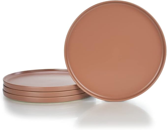 Everything Kitchens Modern Flat 12-Piece Dinnerware Set | Terracotta