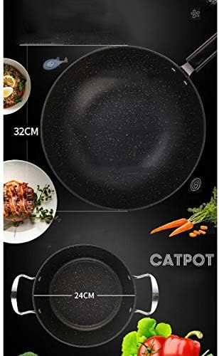 Cookware Set Kitchen Soup Saucepan Induction Safe Thickened Frying Pan with Glass Lid 2PCS/Set