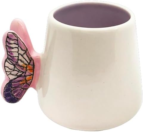 ARTESA ORGANICS BRIGHT NATURE LILA Ceramic Dinnerware Set Lilac Butterfly Pattern with Tropical Leaves Handmade &amp Hand-Painted 4-Piece Collection Microwave Safe