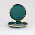 Ceramic Tableware Gilt Rim Green Ceramic Plate Steak Food Plate Tableware Bowl Ins Dinner Dish Porcelain Dinnerware Set for Family Hotel7 Inch Plate 1pcs