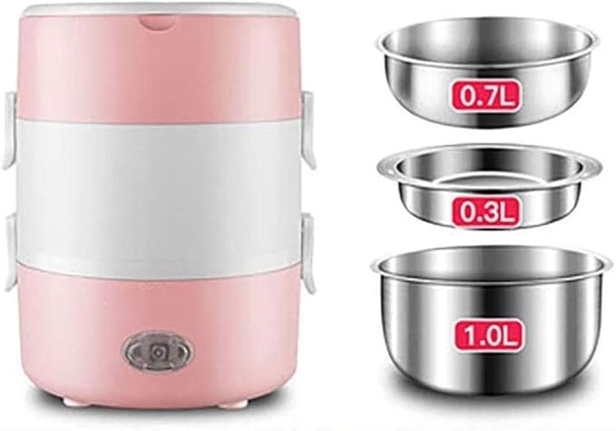 Feiyx Electric Lunch Box2L Electric Cooking Lunch Box With Vacuum Preservation FunctionWith 304 Stainless Steel Tableware Food Steamer for Office and Home Kitchen Cooking rice hot rice artifact pot