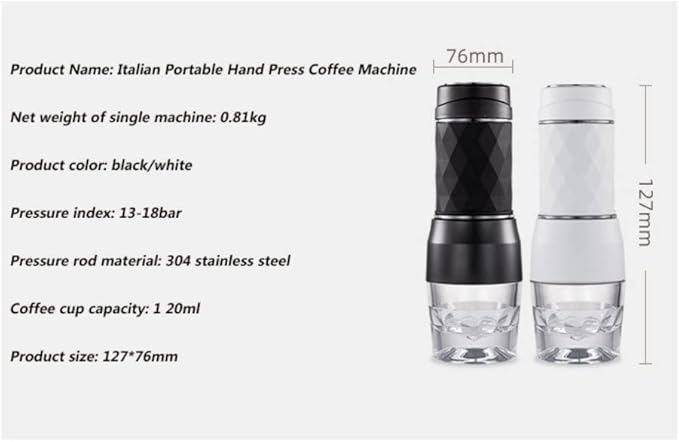 Portable Mini Coffee Machine Home Small Italian Coffee Powder Capsule Dual-use Manual Mini Portable Coffee Machine Two-in-one (Color : Black)