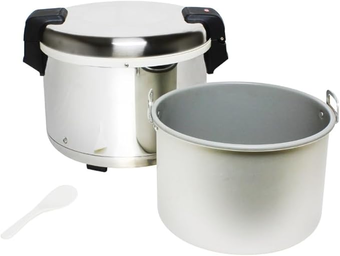 TrueCraftware- 30 Cup Electric Rice Warmer Stainless Steel Hinged Lid and Base- Keep Warm Makes Soups Stews Grains Hot Cereals for Commercial Rice Cooker and Warmer